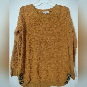 KEREN hart  Textured Sweater with Button Accents